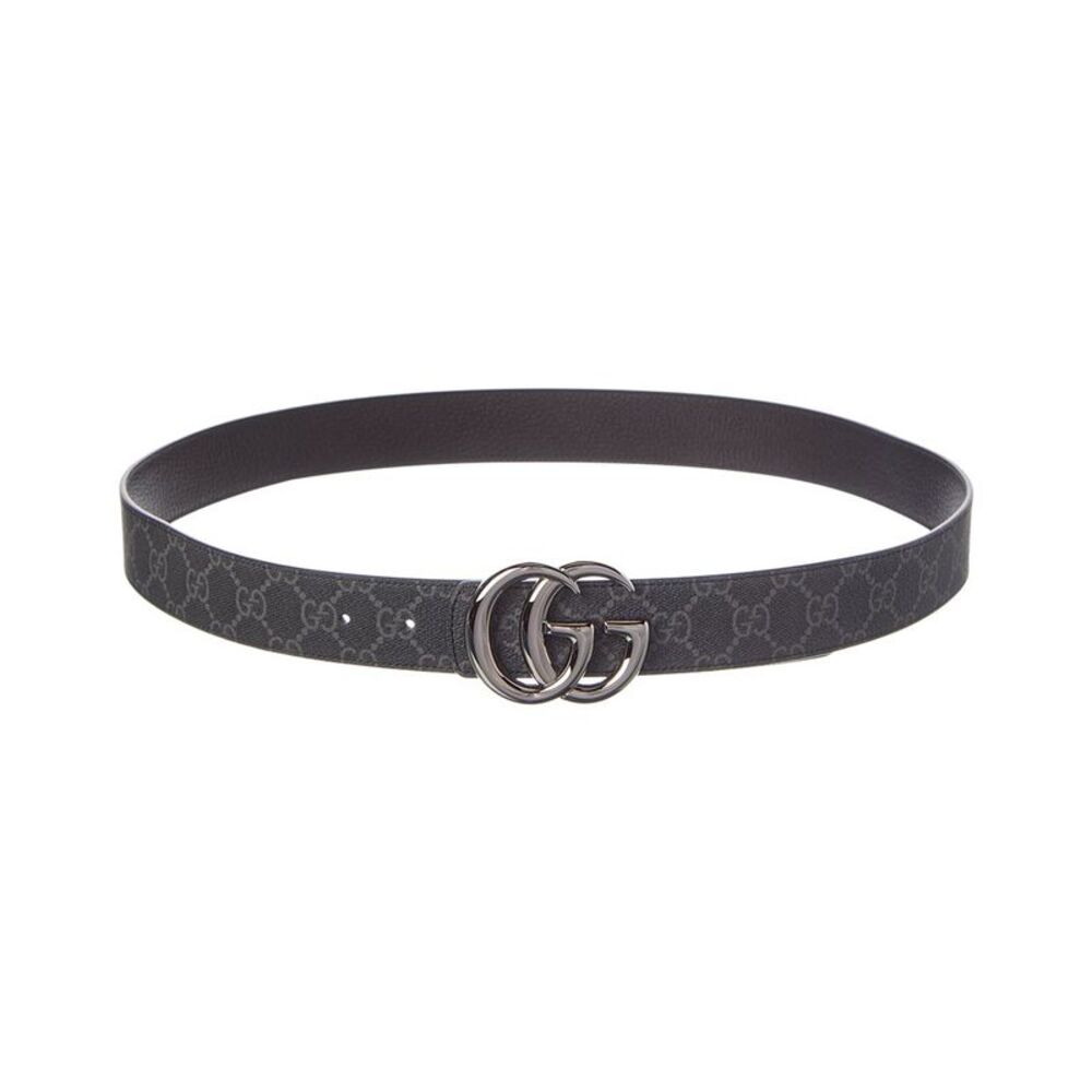Gucci Gg Marmont Reversible Gg Coated Fabric & Leather Belt, Black